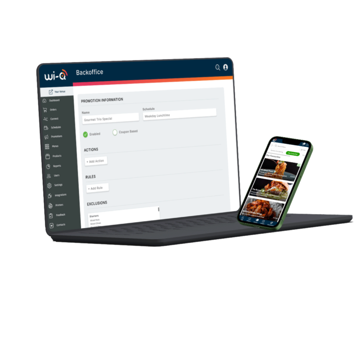 wi-Q ordering platform on mobile device