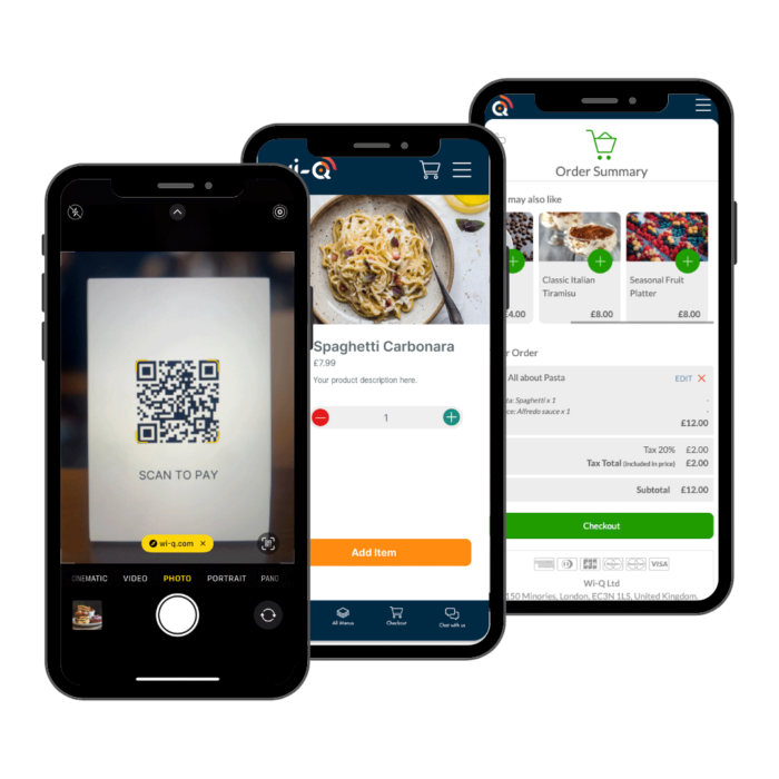 wi-Q ordering platform on mobile device